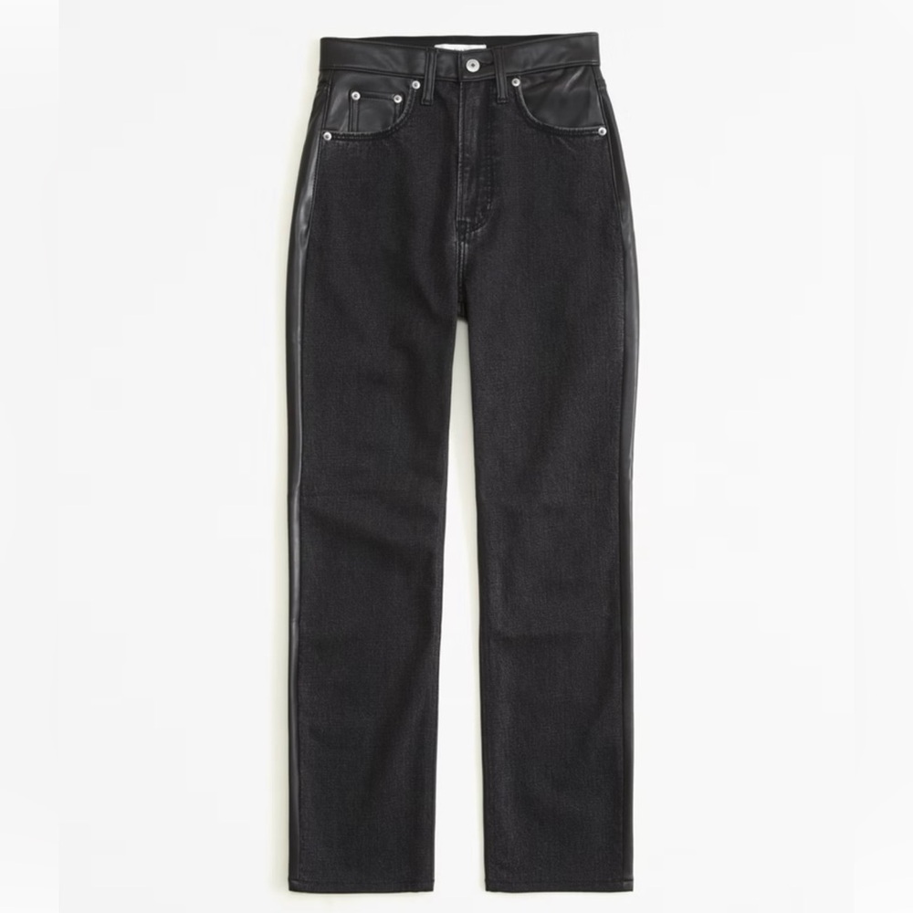 NWT Mixed Fabric Ultra High Rise Ankle Straight Jean